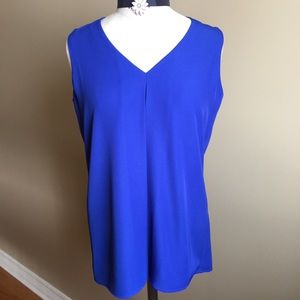 Calvin Klein Navy Blue Pleated V neck sleeveless